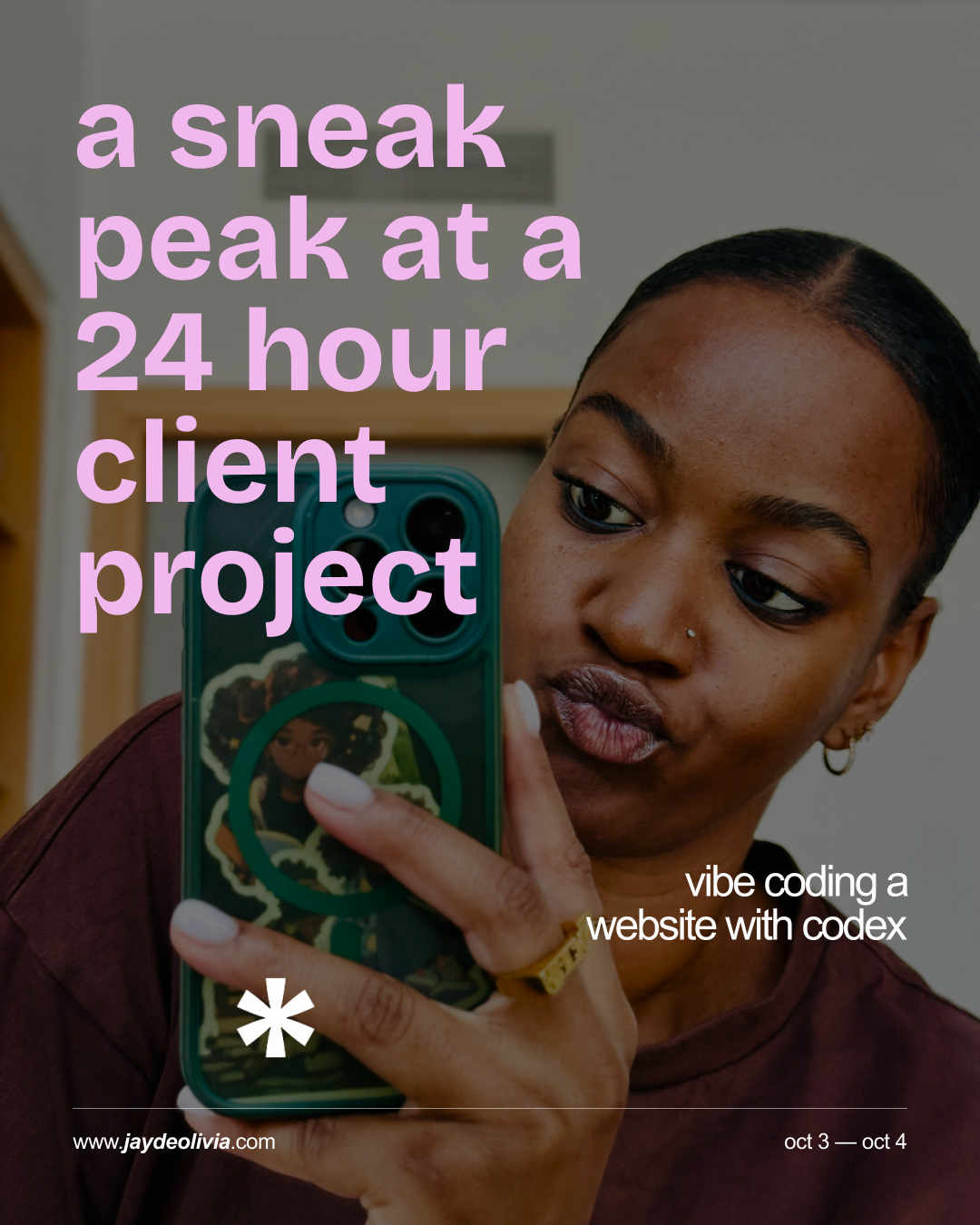 Instagram post: a sneak peek at a 24 hour client project